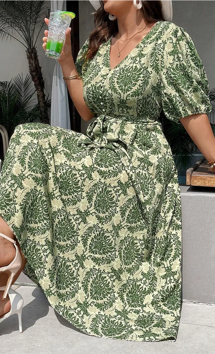 Robe Midi Col Licou Imprimé Baroque Damassé | Style Bohème Femme | KOELEX