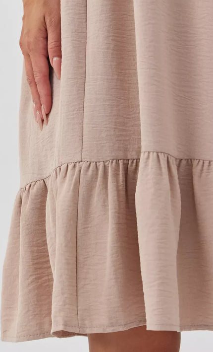Robe nude Boutonnée Volants Sans Manches Col V - nude bohème femme été 2026 KOELEX