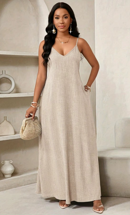 Robe maxi florale manches bouffantes beige bohème femme été KOELEX