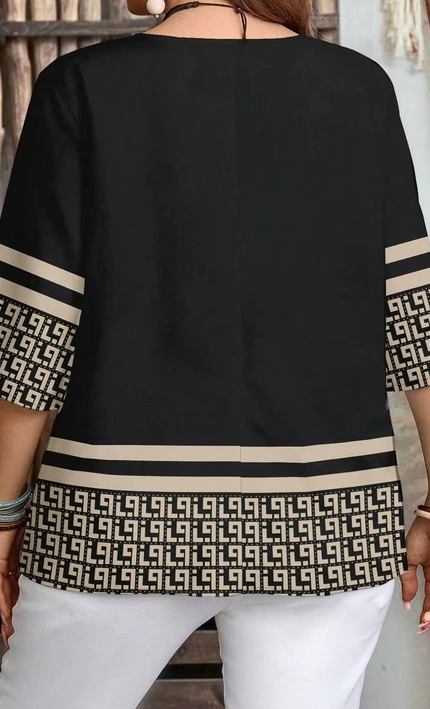 Chemise Bohème Ethnique Manches Courtes Boutons - Noir bohème femme été casual KOELEX