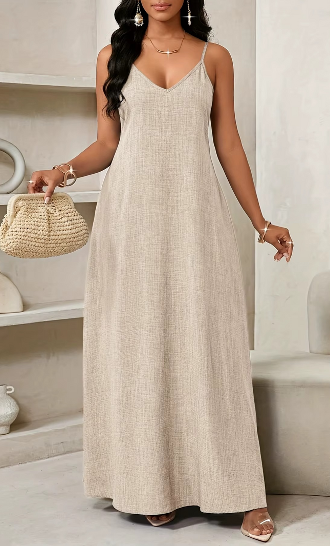 Robe maxi florale manches bouffantes beige bohème femme été KOELEX