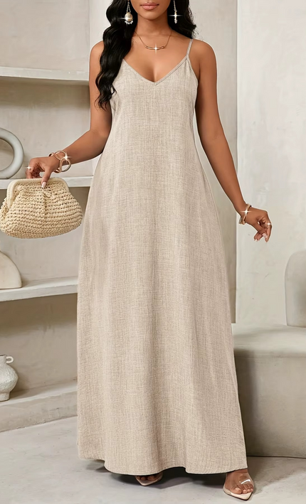 Robe maxi florale manches bouffantes beige bohème femme été KOELEX