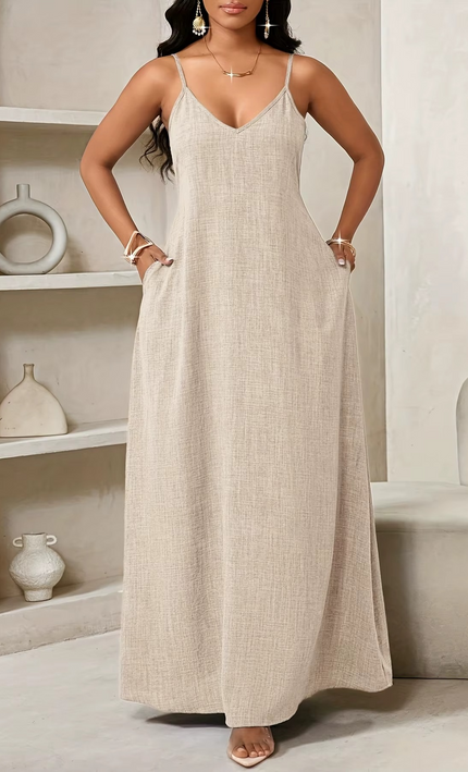 Robe maxi florale manches bouffantes beige bohème femme été KOELEX