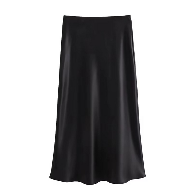 Jupe Midi Satin Elegante Taille Haute | Style Bohème Femme koelex 
