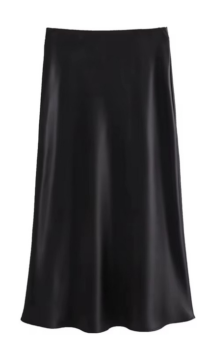 Jupe Midi Satin Elegante Taille Haute | Style Bohème Femme koelex 