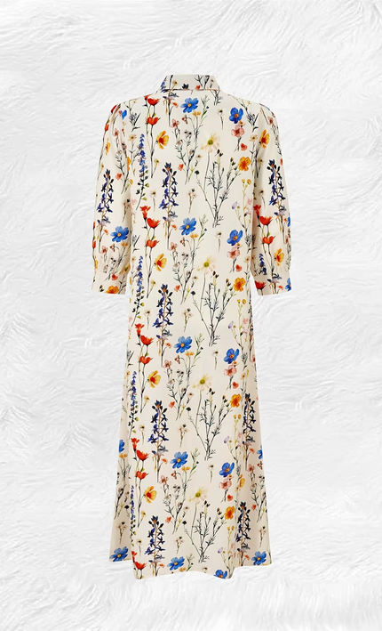 Robe longue boutonnée imprimé floral multicolore bohème femme koelex 