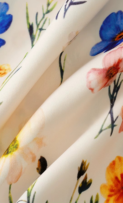 Robe longue boutonnée imprimé floral multicolore bohème femme koelex 
