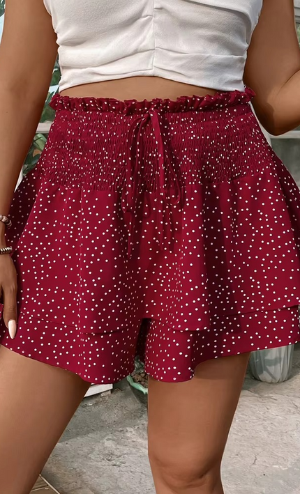 Jupe Courte Double Couche Imprimee Pois Volants | Style Bohème Femme koelex 