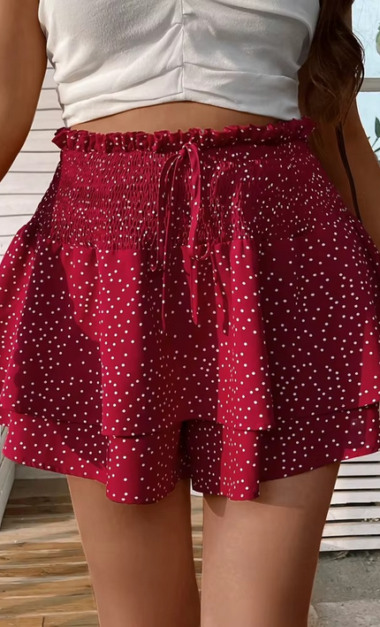 Jupe Courte Double Couche Imprimee Pois Volants | Style Bohème Femme | koelex 