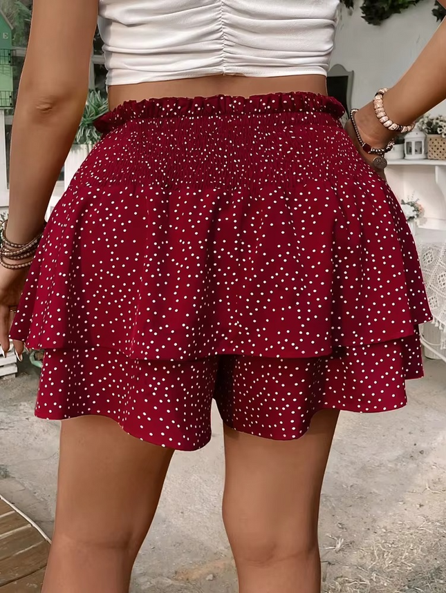 Jupe Courte Double Couche Imprimee Pois Volants | Style Bohème Femme koelex 