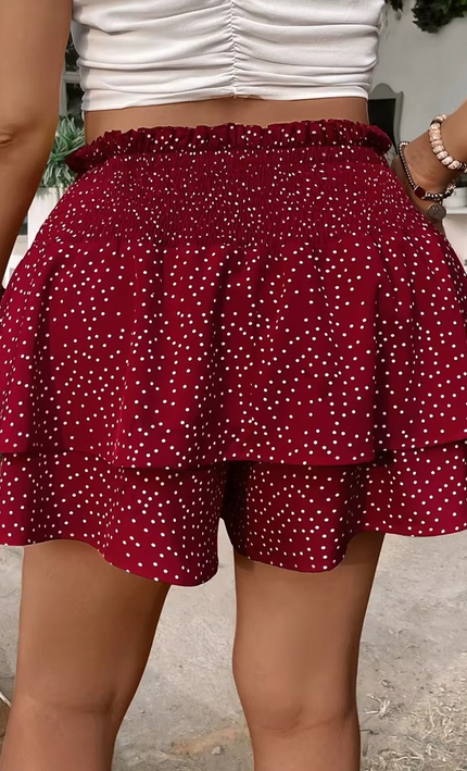 Jupe Courte Double Couche Imprimee Pois Volants | Style Bohème Femme koelex 